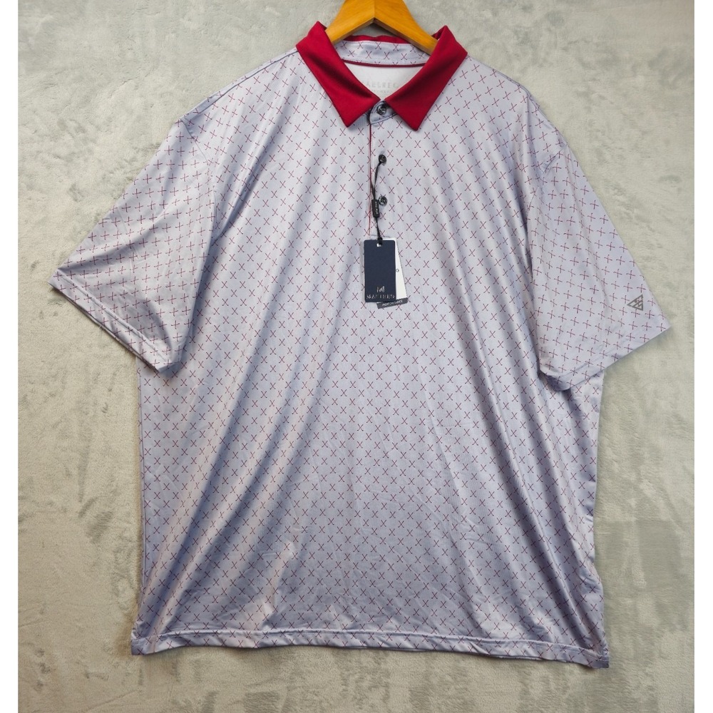 Maelreg Performance Polo Shirt Mens 3XL Gray Maroon Geometric Golf Clubs Print